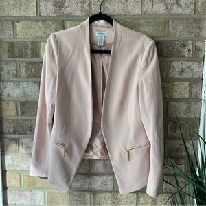 Pale Pink Carmen Marc Valvo Business Work Blazer w Gold Detailing Size 10